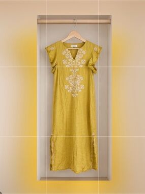 THML  Yellow Embroidered Maxi Dress Small NWT H-6